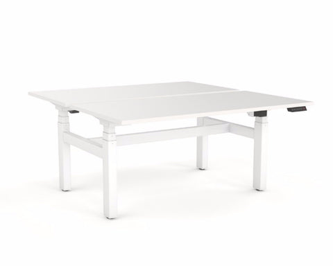 OLG Agile Electric Height Adjustable 2 Person Double Sided Desk 2 Column White Standing Desks Dunn Furniture - Online Office Furniture for Brisbane Sydney Melbourne Canberra Adelaide