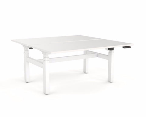 OLG Agile Electric Height Adjustable 2 Person Double Sided Desk 3 Column White Standing Desks Dunn Furniture - Online Office Furniture for Brisbane Sydney Melbourne Canberra Adelaide