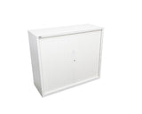 Rapidline GO Tambour Steel Cupboard White Satin Storage Units Dunn Furniture - Online Office Furniture for Brisbane Sydney Melbourne Canberra Adelaide