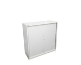 Rapidline GO Tambour Steel Cupboard White Satin Storage Units Dunn Furniture - Online Office Furniture for Brisbane Sydney Melbourne Canberra Adelaide