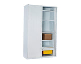 Rapidline GO Tambour Steel Cupboard White Satin Storage Units Dunn Furniture - Online Office Furniture for Brisbane Sydney Melbourne Canberra Adelaide