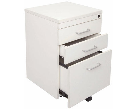 Rapidline Rapid Vibe Mobile Pedestal 3 Drawer White Mobile Storage Units Dunn Furniture - Online Office Furniture for Brisbane Sydney Melbourne Canberra Adelaide