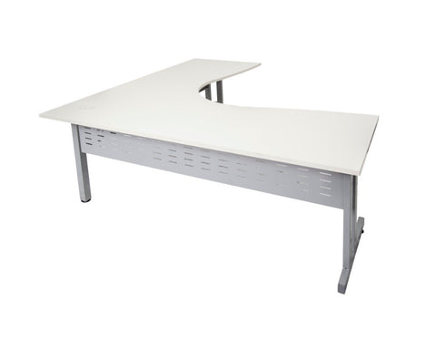 Rapidline Rapid Span C-Leg Corner Workstation White with Silver Frame Computer Desks Dunn Furniture - Online Office Furniture for Brisbane Sydney Melbourne Canberra Adelaide