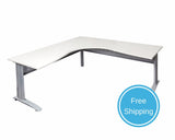 Rapidline Rapid Span Corner Workstation White with Silver Frame Computer Desks Dunn Furniture - Online Office Furniture for Brisbane Sydney Melbourne Canberra Adelaide