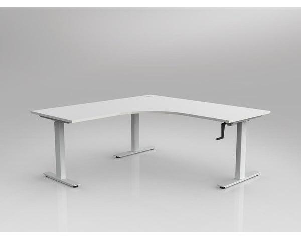 OLG Agile Winder Height Adjustable Corner Workstation White Standing Desks Dunn Furniture - Online Office Furniture for Brisbane Sydney Melbourne Canberra Adelaide