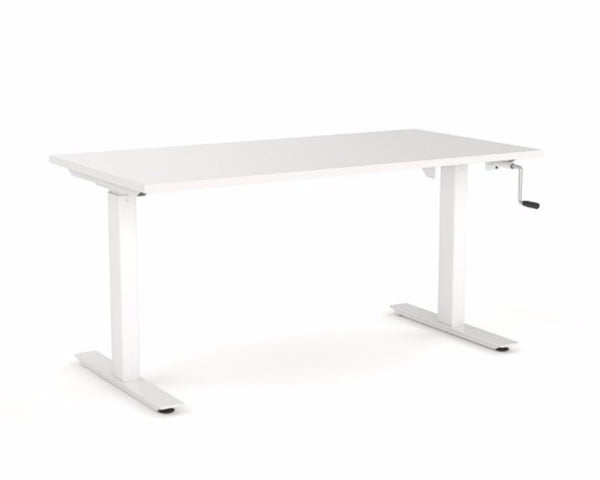 OLG Agile Winder Height Adjustable Single Desk White Standing Desks Dunn Furniture - Online Office Furniture for Brisbane Sydney Melbourne Canberra Adelaide