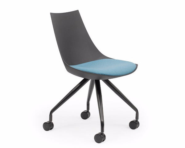 OLG Luna Black Chair with Castor Base Upholstered Cushion Visitor Chairs Dunn Furniture - Online Office Furniture for Brisbane Sydney Melbourne Canberra Adelaide