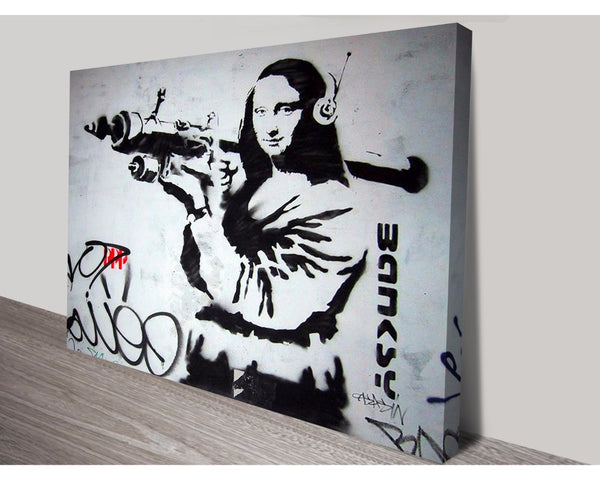 Mona Lisa Bazooka By Banksy Wall Art Banksy Dunn Furniture - Online Office Furniture for Brisbane Sydney Melbourne Canberra Adelaide