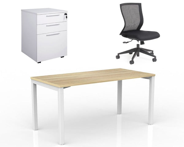 OLG Axis Home Office Bundle - Desk 1500 x 750 + Chair + Pedestal Home Office Bundle Dunn Furniture - Online Office Furniture for Brisbane Sydney Melbourne Canberra Adelaide