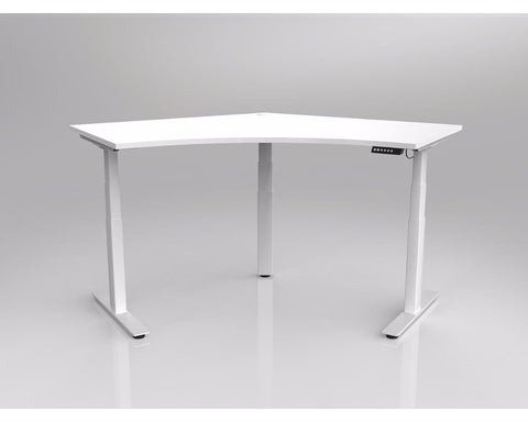 OLG Agile Electric Height Adjustable 120 Degree Workstation White Frame Standing Desks Dunn Furniture - Online Office Furniture for Brisbane Sydney Melbourne Canberra Adelaide